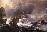 Ludolf Backhuysen Ships in Distress off a Rocky Coast painting